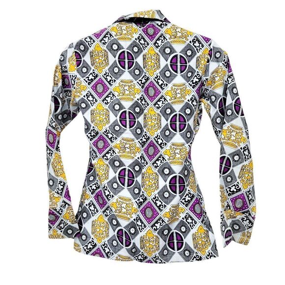 2/$20 Y2K White & Purple Buttons Down Shirt Top Size: M - Picture 2 of 10